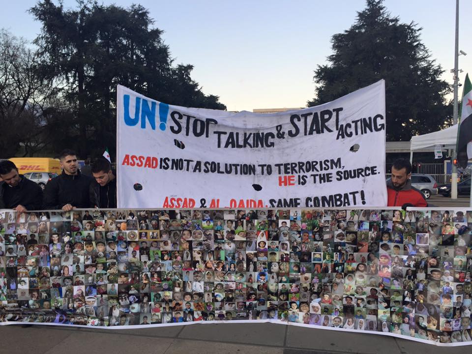 وقفة احتجاجية أمام مقر الأمم المتحدة في جنيف 