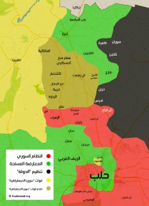 خريطة توزع القوى في حلب (آخر تحديث في 16 شباط الجاري)