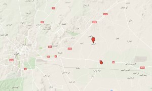خارطة تظهر موقع قرية السين في ريف حلب الشرقي.