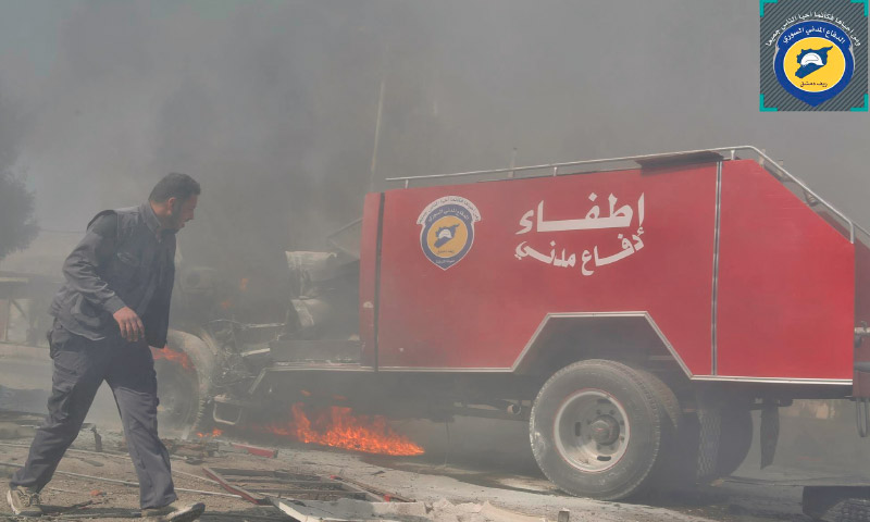 سيارة الإطفاء المدمرة في مدينة دوما - الخميس 10 آذار 2016 (الدفاع المدني في ريف دمشق).