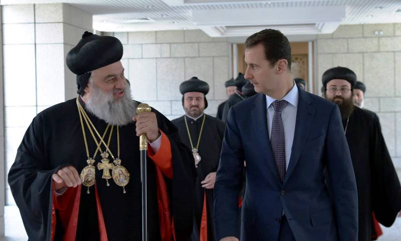 أرشيفية لاستقبال رئيس النظام السوري، بشار الأسد، للمجمع المقدس للكنيسة السريانية الأرثوذكسية - 11 حزيران 2015