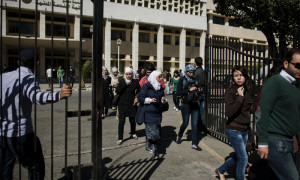 Students leave the University after classes were cancelled when a mortar landed at a cafe at the Damascus University Faculty of Engineering in Damascus Thursday. The Dean of the University said 12 students died in the explosion. 

March 28, 2013, Damascus, Syria
(Andrea Bruce/ for The New York Times)