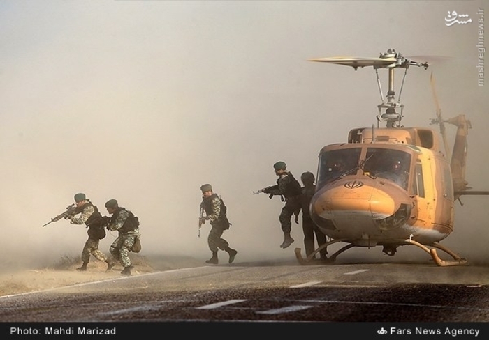 تدريبات اللواء 65 الإيراني (وحدة القبعات الخضر)، المصدر: وكالة فارس الإيرانية.