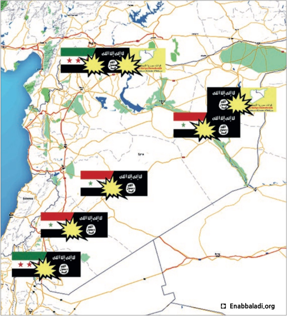 خريطة تظهر مناطق الاشتباك الرئيسية في سوريا عقب اتفاق التهدئة (عنب بلدي)