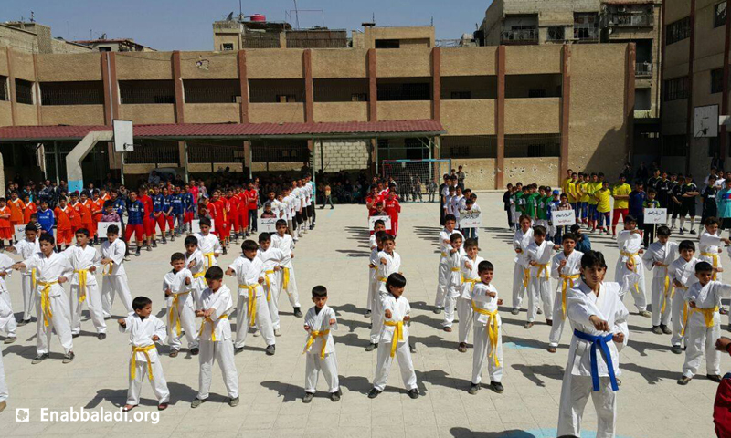 ختام البطولة المدرسية الأولى في مدينة دوما، السبت 14 أيار (عنب بلدي).
