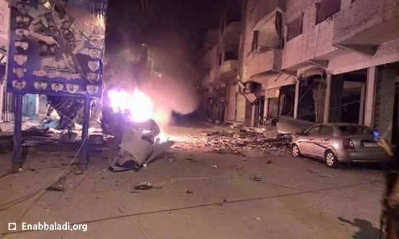 آثار العملية في حي الوسطى بالقامشلي - 21 أيار 2016 (عنب بلدي)