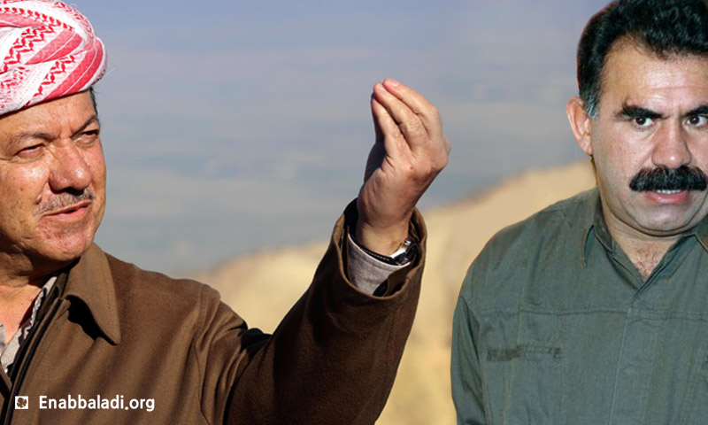 عبد الله أوجلان، زعيم حزب العمال الكردستاني، ومسعود برزاني، رئيس إقليم كردستان العراق.