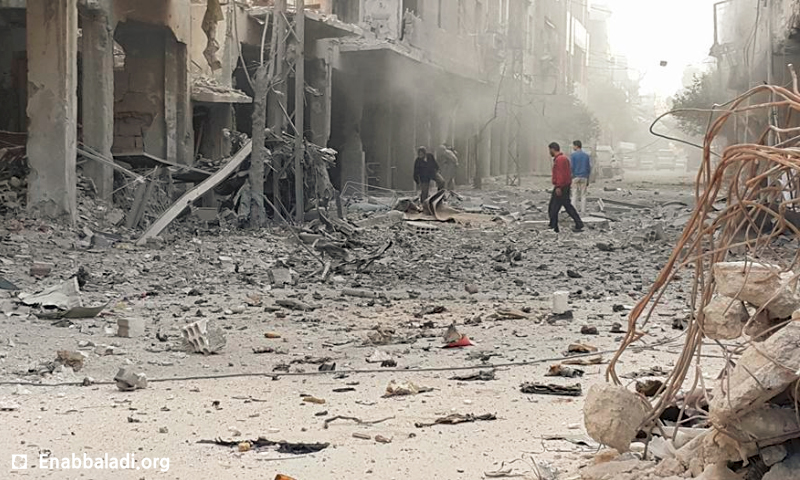 القصف على مدينة دوما في الغوطة الشرقية - الاثنين 13 حزيران (عنب بلدي)