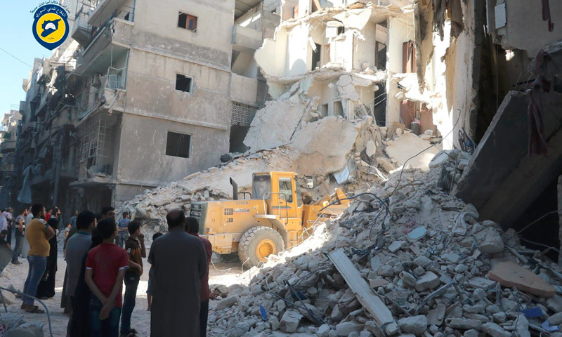 آثار القصف على حي المشهد في حلب - 25 تموز (الدفاع المدني في حلب)