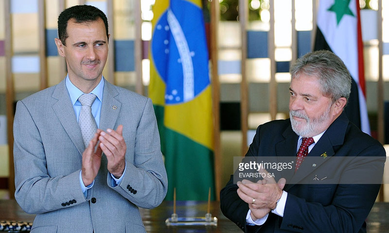 الرئيس البرازيلي السابق، لويس إيناسيو دا سيلفا، مع الرئيس السوري، بشار الأسد (أرشيف)