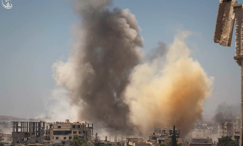 آثار القصف بالبراميل على مدينة داريا - الثلاثاء 27 تموز (المجلس المحلي لمدينة داريا)