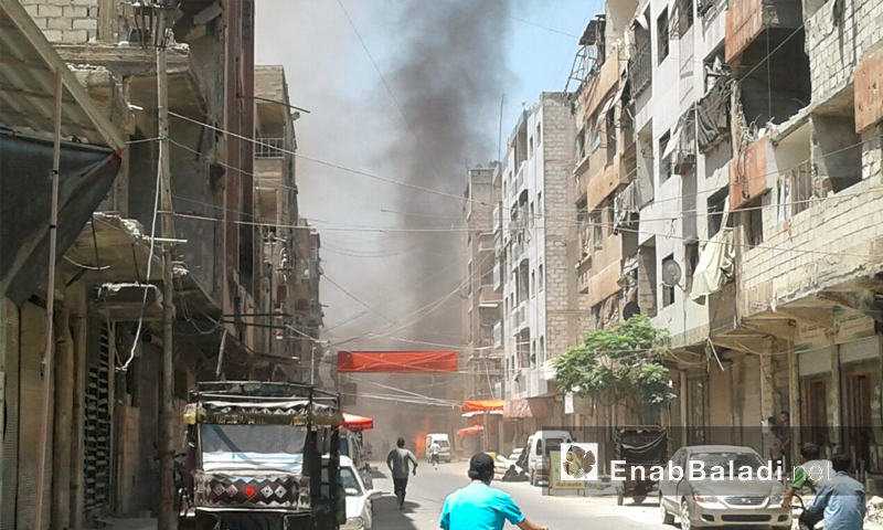 آثار القصف على مدينة دوما في الغوطة الشرقية - الاثنين 25 تموز (أرشيف عنب بلدي)