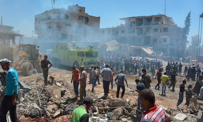 آثار الدمار على خلفية تفجيرات القامشلي - الأربعاء 27 تموز (فيس بوك)