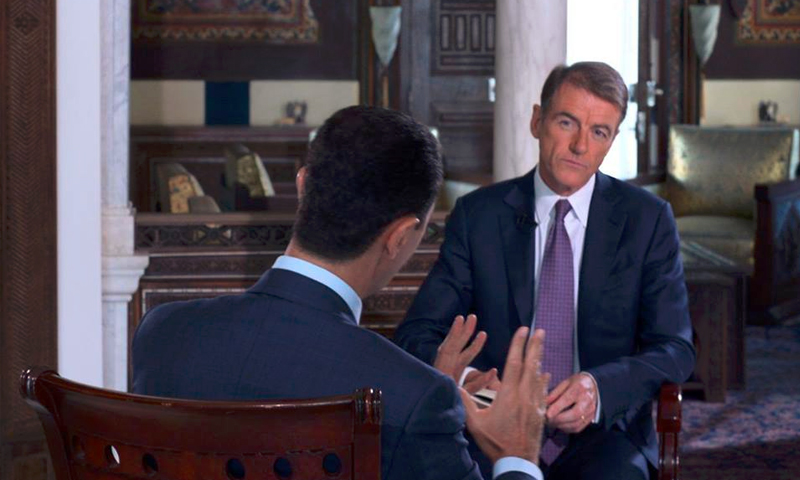 بشار الأسد خلال مقابلة مع محطة "NBC" الأمريكية - 13 تموز 2016(سانا)