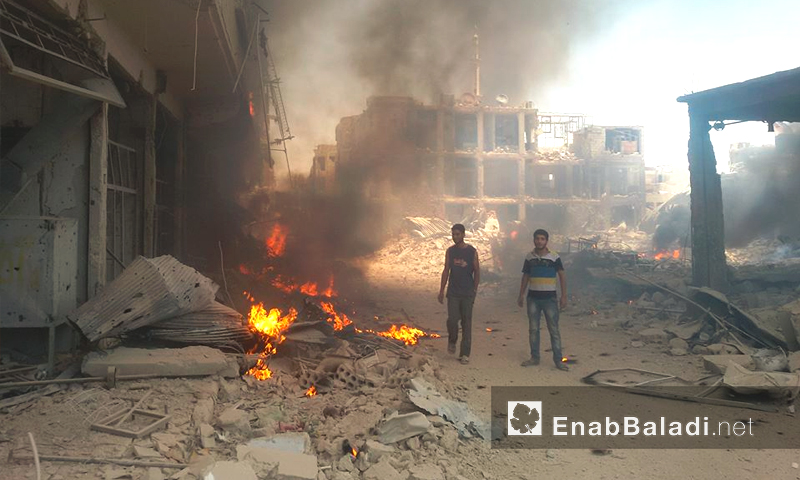 آثار القصف على مدينة داريا اليوم- الثلاثاء 16 آب (عنب بلدي)