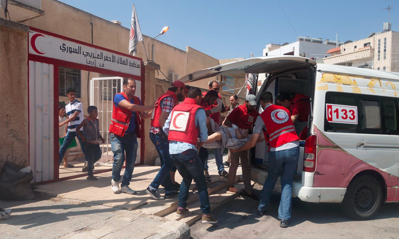 إسعاف الجرحى في درعا المحطة - الثلاثاء 9 آب (الهلال الأحمر في درعا)
