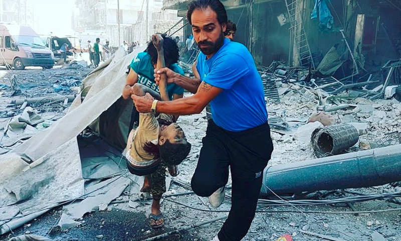 آثار القصف على حي طريق الباب في حلب - الثلاثاء 16 آب (المصور عبدو خضر)