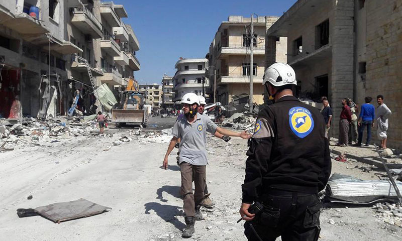 الدمار الذي خلفته الغارات الروسية على مدينة إدلب- الأربعاء 17 آب (شبكة أخبار إدلب)