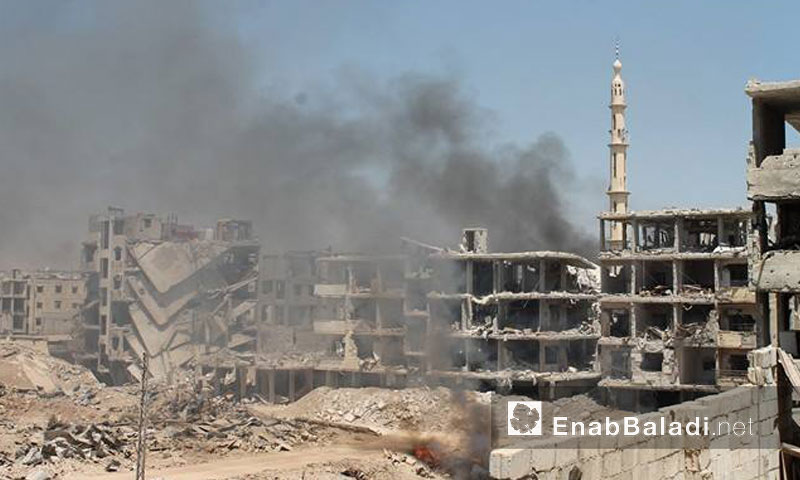 حرائق ودمار كبير في مدينة داريا- السبت 13 آب (عنب بلدي)