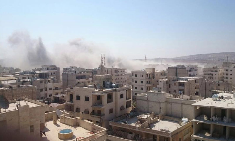 غارات جوية على بلدة الدانا في ريف إدلب- الخميس 11 آب (تويتر)