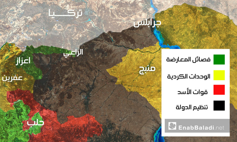 خريطة السيطرة شمال حلب - 23 آب 2016 (عنب بلدي)