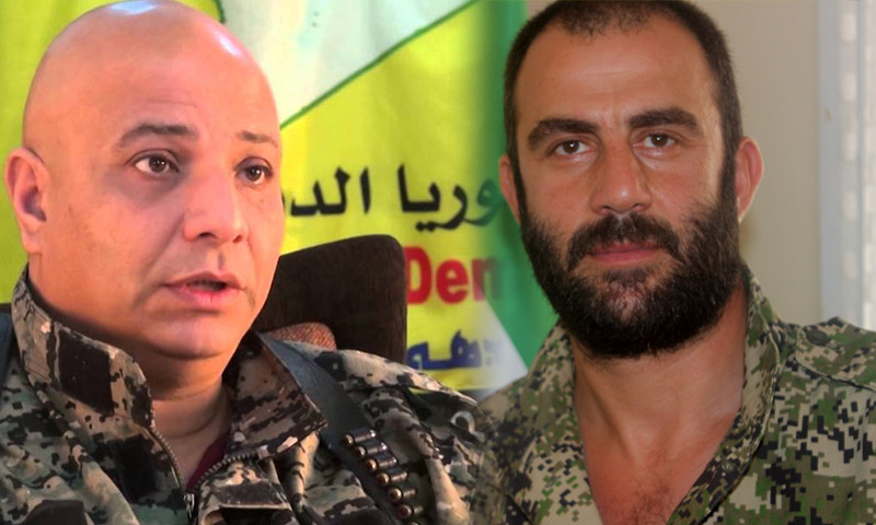 القائد العسكري في غرفة عمليات "فتح حلب"، ياسر عبد الرحيم (يمين الصورة) والمتحدث باسم قوات "سوريا الديمقراطية"، طلال سلو.