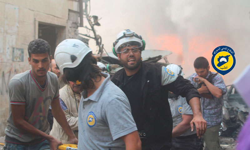 آثار القصف على سوق مدينة إدلب - السبت 11 أيلول (الدفاع المدني في إدلب)