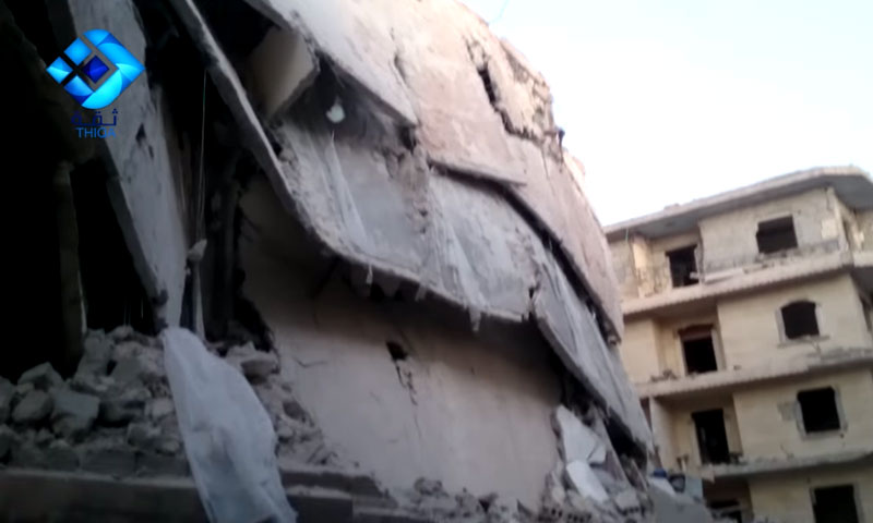 تعبيرية: آثار القصف على كفرحمرة في ريف حلب الشمالي - الخميس 14 تموز (وكالة ثقة)