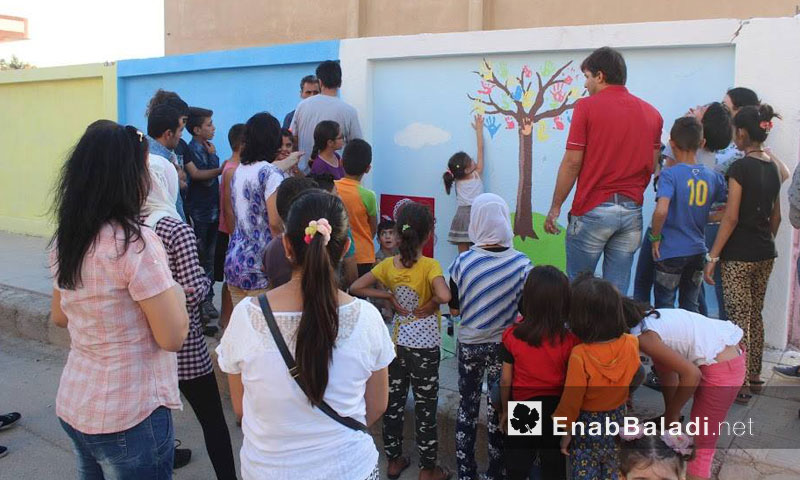 من فعاليات "ألواننا سلامنا" في مدينة القامشلي- الخميس 22 أيلول (عنب بلدي)
