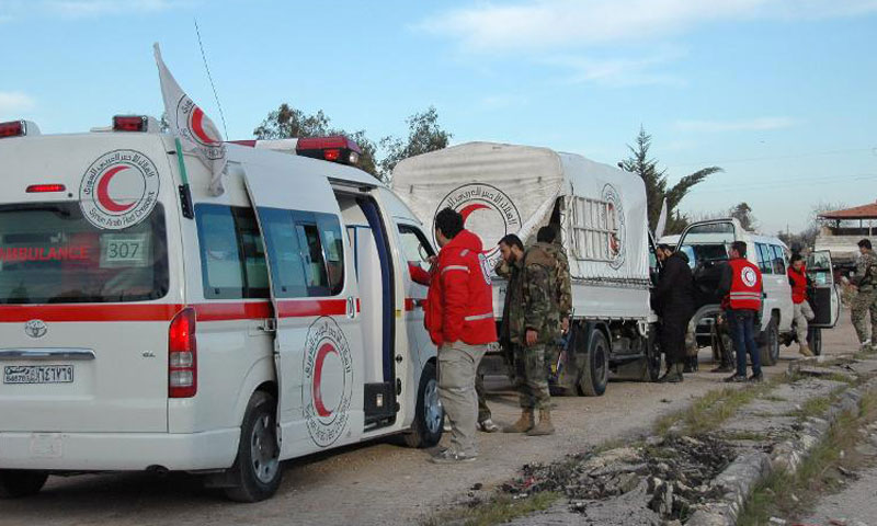 أرشيفية- قوافل إغاثية تابعة للهلال الأحمر السوري