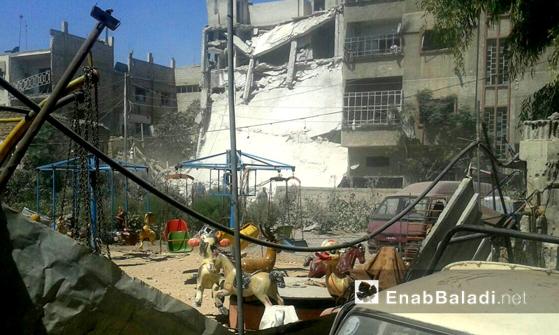آثار القصف على مدينة دوما بالغوطة الشرقية - السبت 10 أيلول (عنب بلدي)
