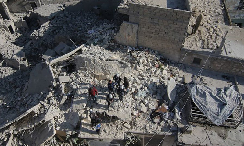 آثار القصف على مدينة حلب من قبل الطيران الروسي_(الدفاع المدني)