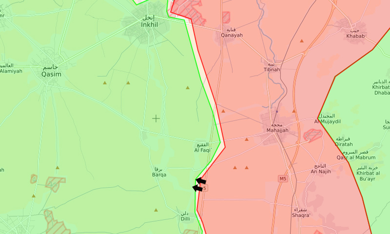 موقع تقدم قوات الأسد في ريف درعا الأوسط (syrialivemap)