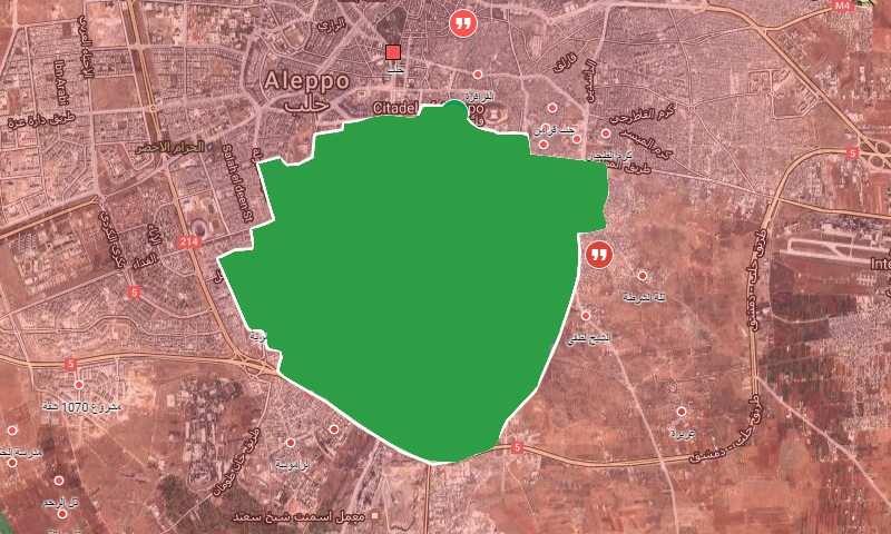 خريطة السيطرة الحالية في حلب (إنترنت)