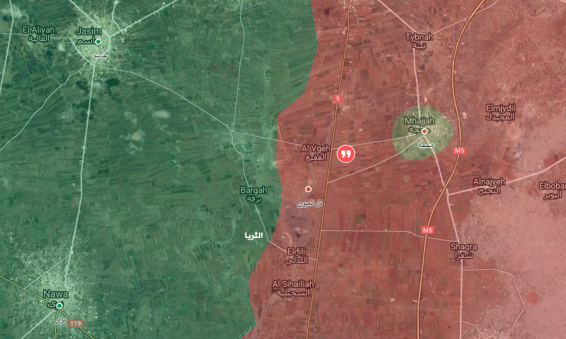 صورة تظهر نقاط السيطرة شمال درعا قرب الفقيع - 10 كانون الأول (عنب بلدي)