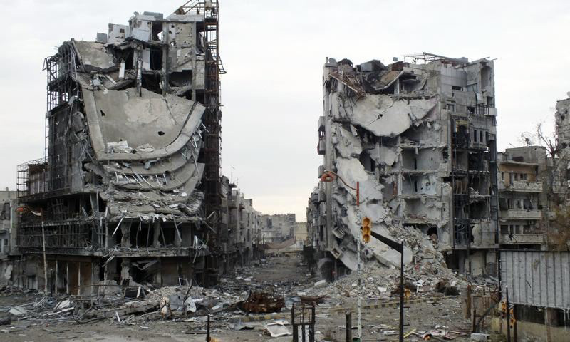 أرشيفية_الدمار في مدينة حمص_(انترنت)