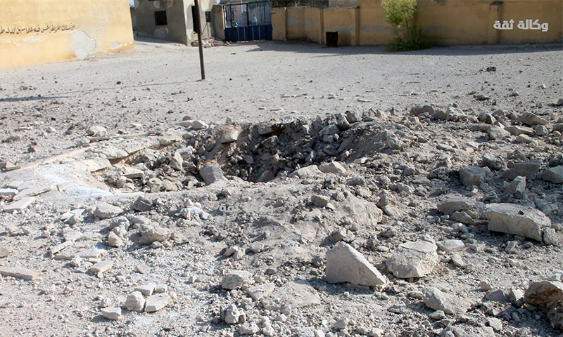 تعبيرية: آثار القصف على مدرسة في كفرداعل بريف حلب الغربي - 23 تشرين الأول (وكالة ثقة)