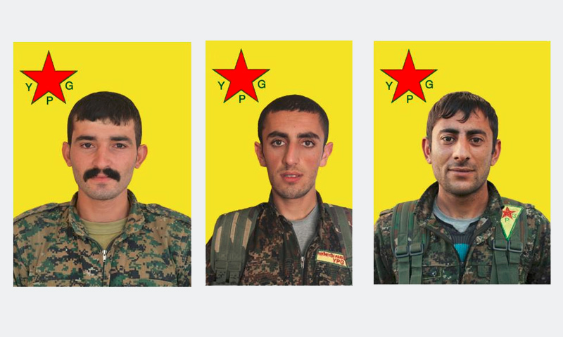 الأتراك الثلاثة الذين قتلوا ضمن صفوف "الوحدات الكردية" غرب الرقة - كانون الأول 2016 (فيس بوك)