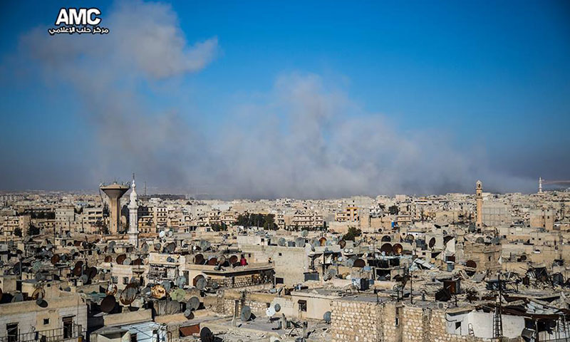 حي مساكن هنانو قبيل سيطرة قوات الأسد عليه- 22 تشرين الثاني الفائت (مركز حلب الإعلامي)