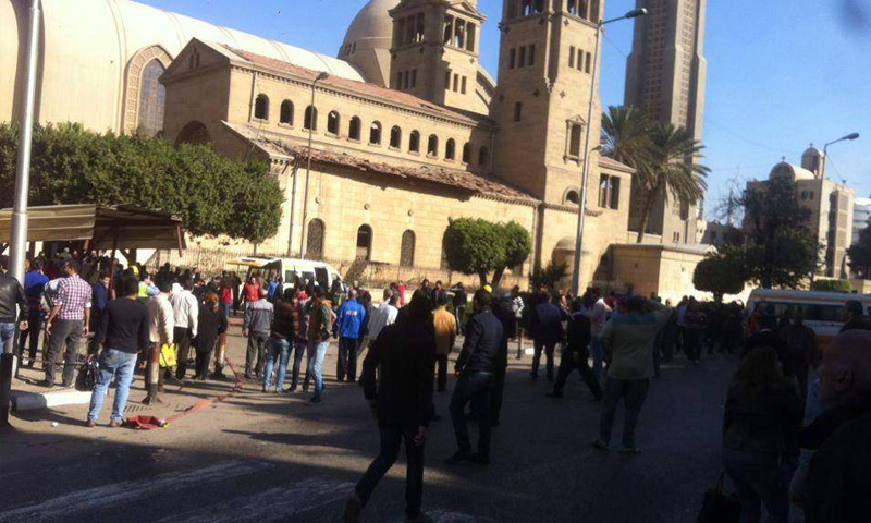 انفجار كاتدرائية الأقباط بالقاهرة (انترنت)