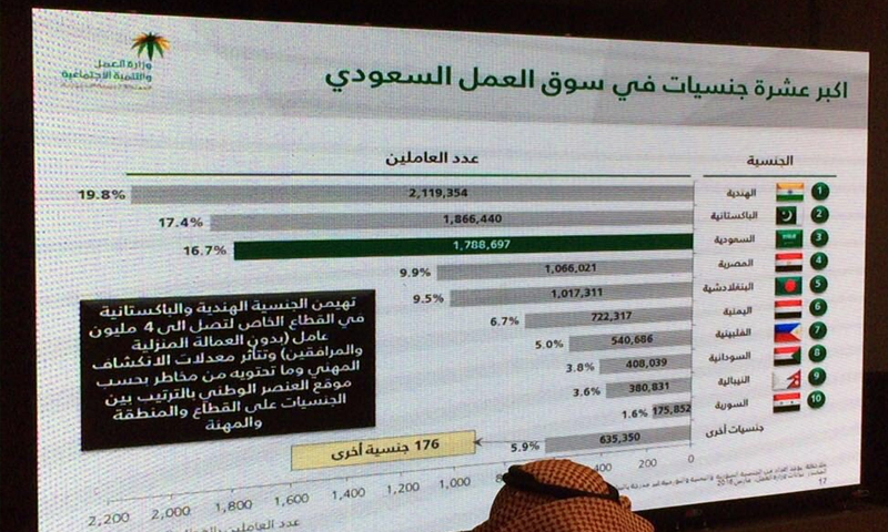 تعبيرية: إحصائيات وزارة العمل السعودية- حزيران 2016 (حساب مدير إدارة الإعلام الإلكتروني في جريدة الرياض، هاني الغفيلي في تويتر)