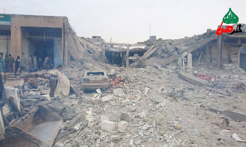 آثار القصف على معرتمصرين بريف إدلب الشمالي_14 كانون الثاني_(كفر يحمور)