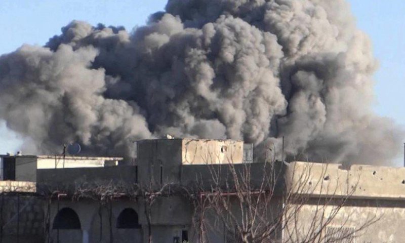 القصف على بلدة تلدو بريف حمص الشمالي_(فيس بوك)