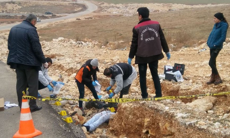 مكان العثور على الجثة قرب غازي عنتاب التركية - 15 كانون الثاني 2017 (موقع خبر ترك)