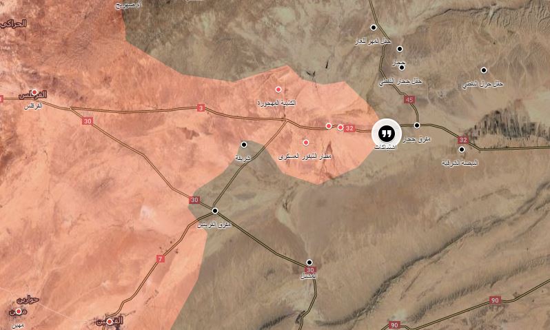 خريطة توضيحية لخط سير المعارك في ريف حمص الشرقي_(عنب بلدي)