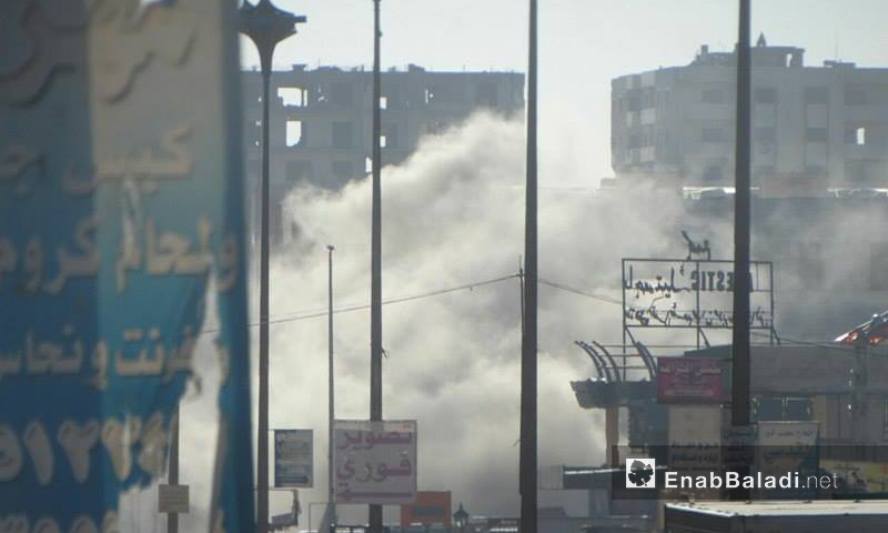 سقوط صاروخ من نوع فيل على أحياء حي الوعر بحمص_7 شباط_(عنب بلدي)