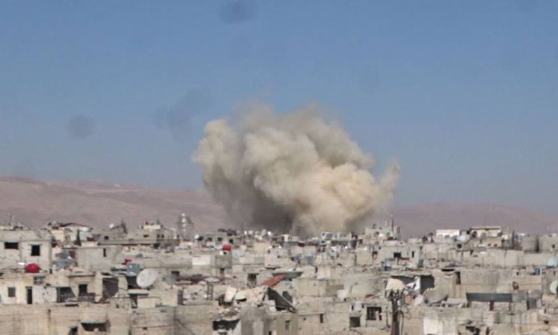 صاروخ "أرض- أرض" استهدف حي القابون الدمشقي- السبت 18 شباط (تصوير: عدي عودة)