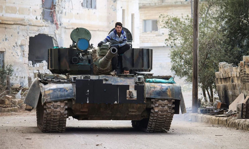 دبابة لفصائل المعارضة في مدينة درعاكانون الثاني 2017(AFP)