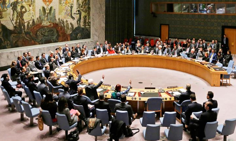 من جلسة مجلس الأمن الدولي وطرح الفيتو الروسي الصيني- 2 آذار-(انترنت)
