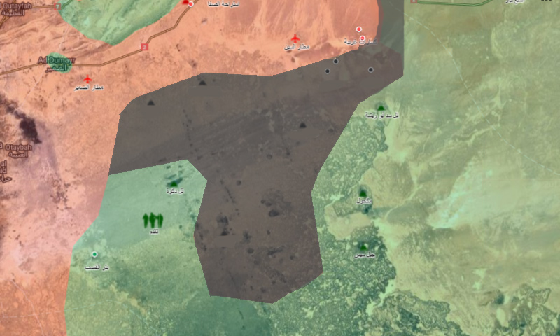خارطة تُظهر نقاط سيطرة تنظيم "الدولة الإسلامية" شرق دمشق - 29 آذار 2017 (تعديل عنب بلدي)